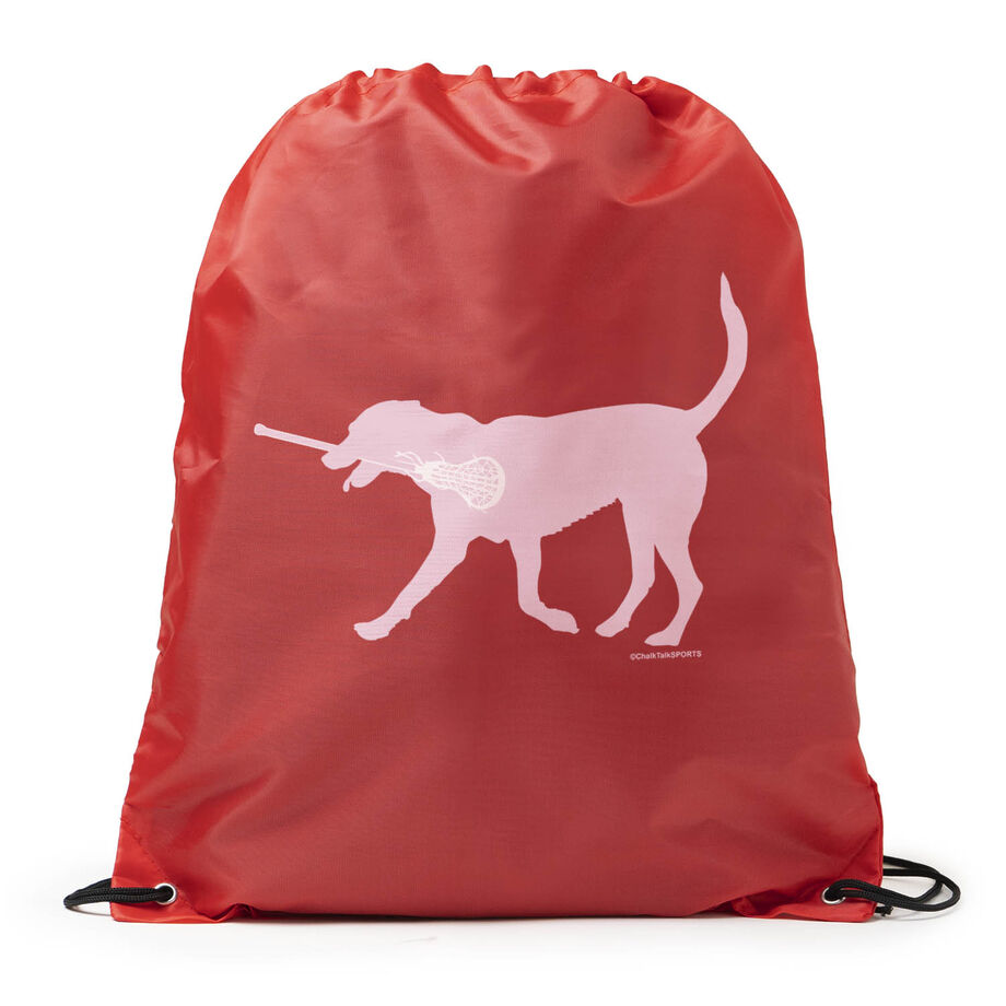 Girls Lacrosse Drawstring Backpack LuLa the Lax Dog(Pink)