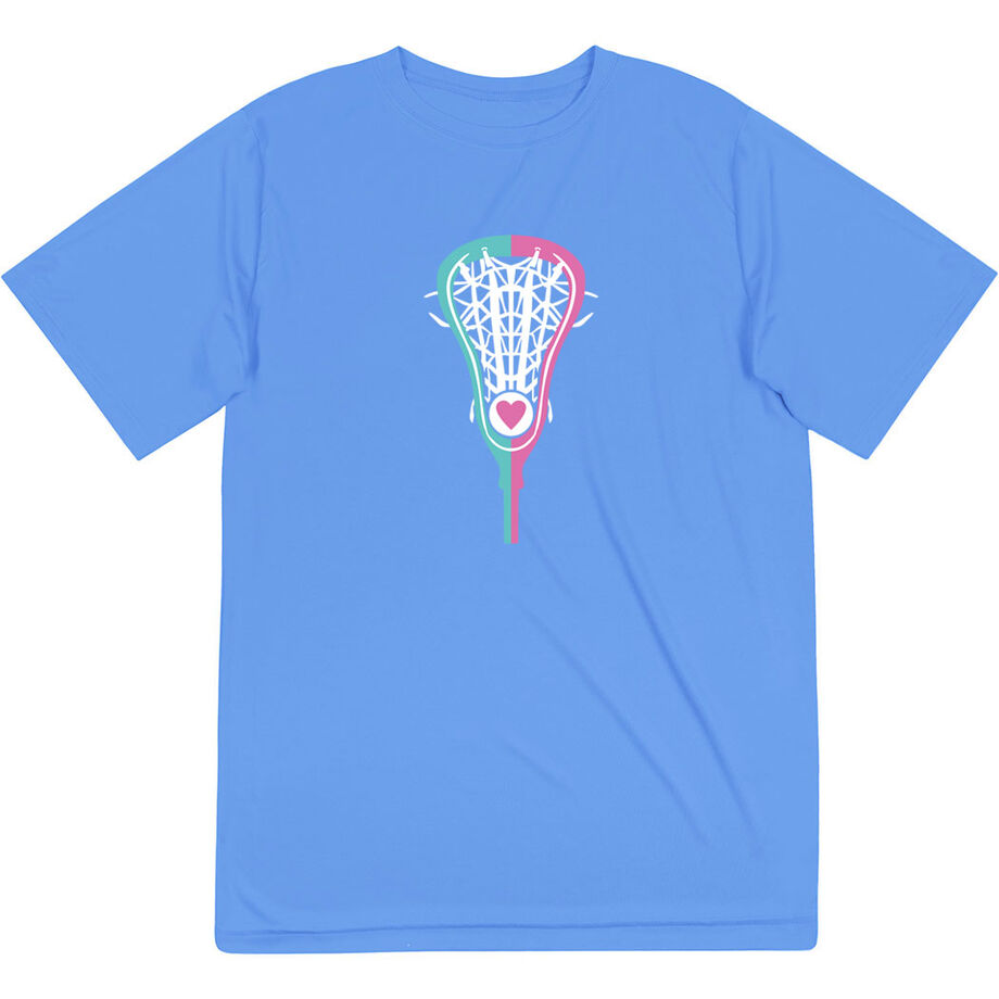 Girls Lacrosse Short Sleeve Performance Tee - Lacrosse Stick Heart