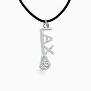 Silver LAX Stick Necklace with Cubic Zirconia
