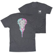 Girls Lacrosse Short Sleeve T-Shirt - Lacrosse Stick Heart (Back Design)