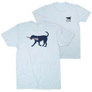 Girls Lacrosse Short Sleeve T-Shirt - LuLa the Lax Dog Blue (Back Design)