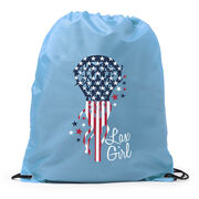 Girls Lacrosse Drawstring Backpack - Patriotic Lax Girl