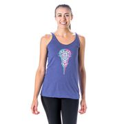 Girls Lacrosse Women's Everyday Tank Top - Lacrosse Stick Heart Pink Teal White