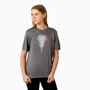 Girls Lacrosse Short Sleeve Performance Tee - Lacrosse Stick Heart