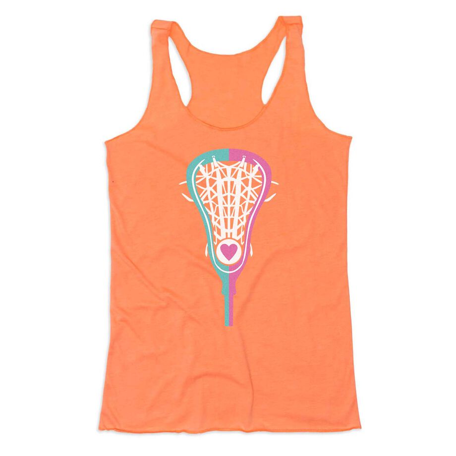 Girls Lacrosse Women's Everyday Tank Top - Lacrosse Stick Heart Pink Teal White