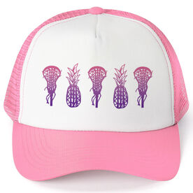 Girls Lacrosse Trucker Hat Lax Pineapples Gradient