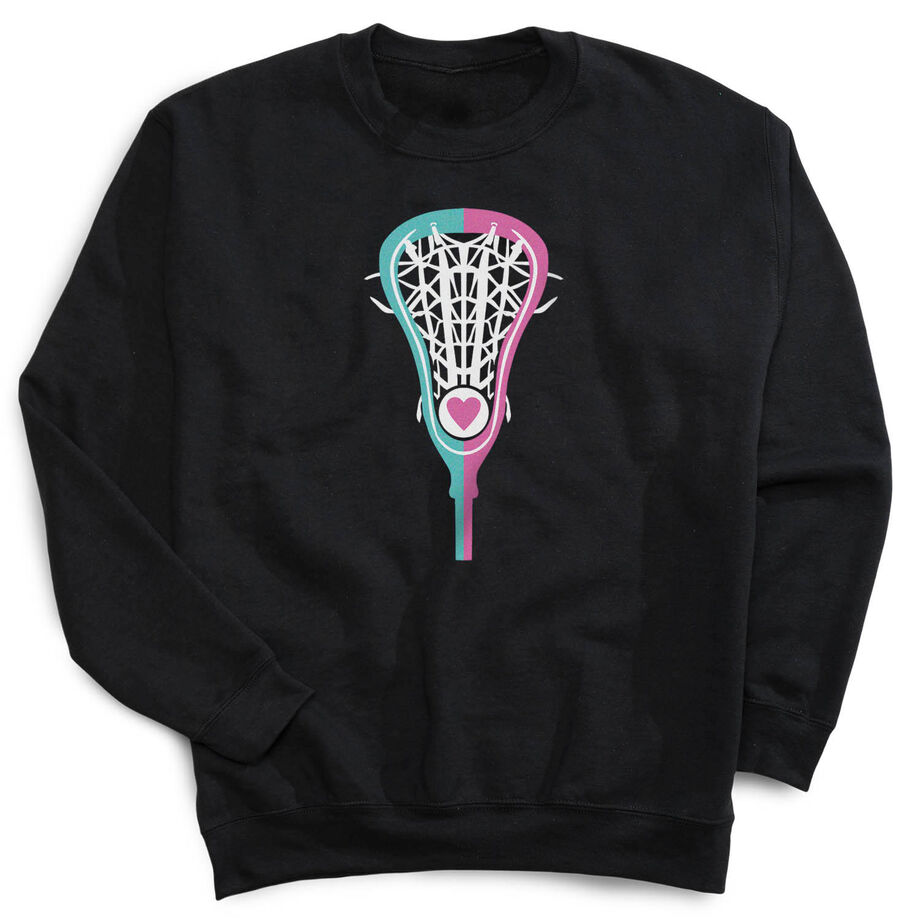 Girls Lacrosse Crewneck Sweatshirt - Lacrosse Stick Heart