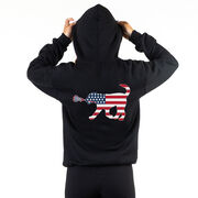 Girls Lacrosse Hooded Sweatshirt - Patriotic LuLa the Lax Dog (Back Design)