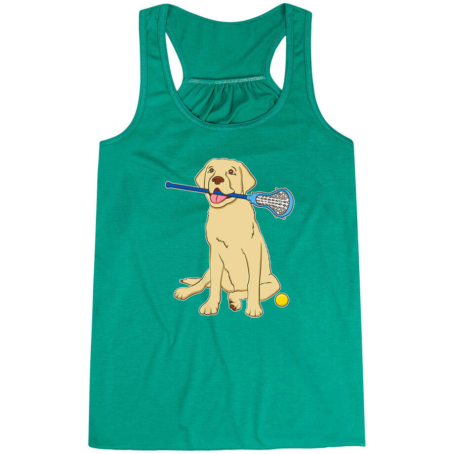 Girls Lacrosse Flowy Racerback Tank Top - Chase The Lax Dog