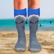 Woven Yakety Yak! Knee High Socks - Shark Attack