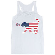 Girls Lacrosse Flowy Racerback Tank Top - Patriotic LuLa the Lax Dog