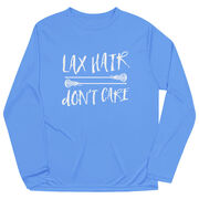 Girls Lacrosse Long Sleeve Performance Tee - Lax Hair Don't Care