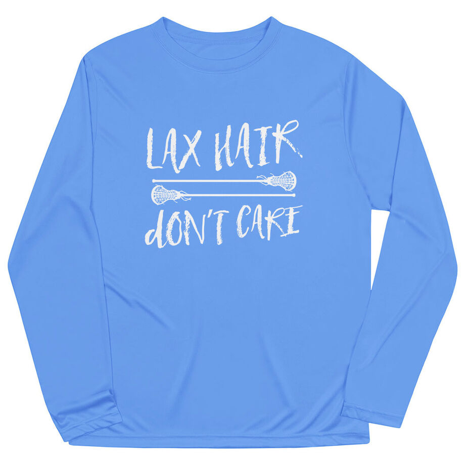 Girls Lacrosse Long Sleeve Performance Tee - Lax Hair Don't Care