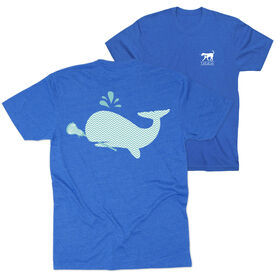 Girls Lacrosse Short Sleeve T-Shirt - Chevron Lax Whale (Back Design)