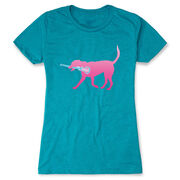 Girls Lacrosse Women's Everyday Tee - LuLa the Lax Dog (Pink)