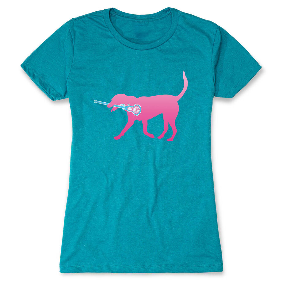 Girls Lacrosse Women's Everyday Tee - LuLa the Lax Dog (Pink)