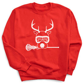Girls Lacrosse Crewneck Sweatshirt - Lax Girl Reindeer