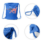 Girls Lacrosse Drawstring Backpack Patriotic LuLa the Lax Dog