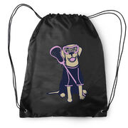 Girls Lacrosse Drawstring Backpack - Lily The Lacrosse Dog