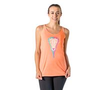 Girls Lacrosse Women's Everyday Tank Top - Lacrosse Stick Heart Pink Teal White