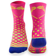 Girls Lacrosse Woven Mid-Calf Socks - Malibu (Pink/Yellow/Blue)