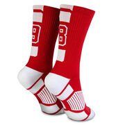 Team Number Woven Mid-Calf Socks - Red