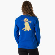 Girls Lacrosse Tshirt Long Sleeve - Chase The Lax Dog (Back Design)