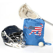 Girls Lacrosse Drawstring Backpack Patriotic LuLa the Lax Dog