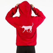 Girls Lacrosse Hooded Sweatshirt - LuLa the Lax Dog (Pink) (Back Design)