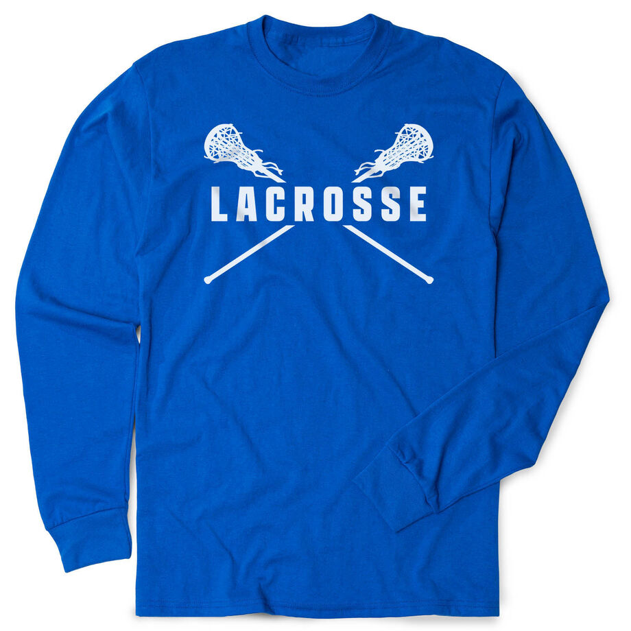 Girls Lacrosse Tshirt Long Sleeve - Crossed Girls Sticks - Personalization Image