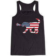 Girls Lacrosse Flowy Racerback Tank Top - Patriotic LuLa the Lax Dog