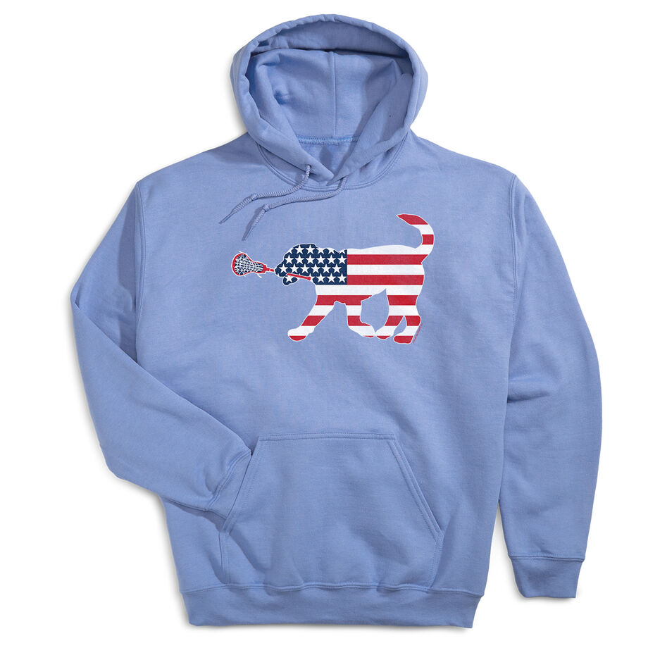 Girls Lacrosse Hooded Sweatshirt - Patriotic LuLa the Lax Dog
