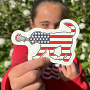 Girls Lacrosse Sticker - Patriotic Lula The Lax Dog