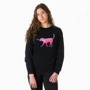 Girls Lacrosse Tshirt Long Sleeve - Lula The Lax Dog (Pink)