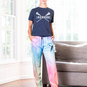 Girls Lacrosse Lounge Pants - Watercolor Lax Girl
