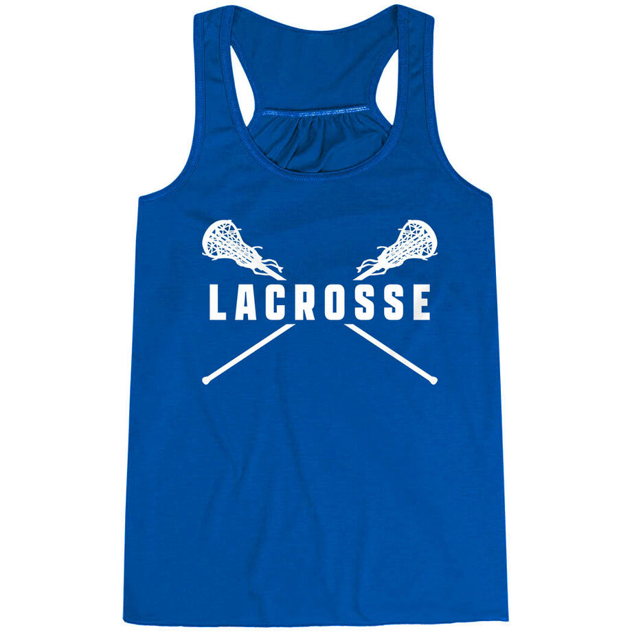 Girls Lacrosse Flowy Racerback Tank Top - Crossed Girls Sticks