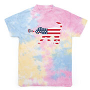 Girls Lacrosse Short Sleeve T-Shirt - Patriotic LuLa the Lax Dog Tie Dye