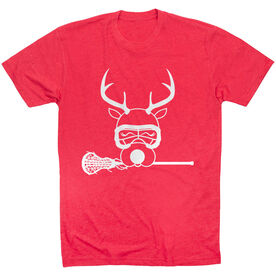 Girls Lacrosse Short Sleeve T-Shirt - Lax Girl Reindeer