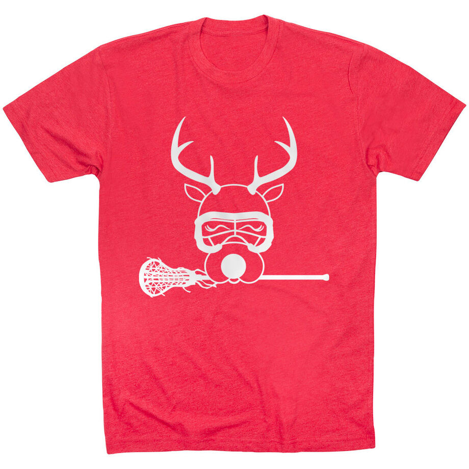 Girls Lacrosse Short Sleeve T-Shirt - Lax Girl Reindeer - Personalization Image