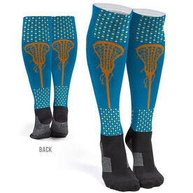 Girls Lacrosse Printed Knee-High Socks - Polka Dots with Stick
