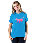 Girls Lacrosse Short Sleeve T-Shirt LuLa the Lax Dog (Pink)