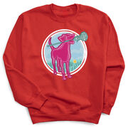 Girls Lacrosse Crewneck Sweatshirt - Lacrosse Dog with Girl Stick