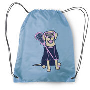 Girls Lacrosse Drawstring Backpack - Lily The Lacrosse Dog