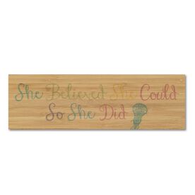 Girls Lacrosse 12.5" X 4" Printed Bamboo Removable Wall Tile - She Believed She Could So She Did