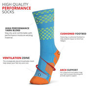 Girls Lacrosse Woven Mid-Calf Socks - Tropic (Blue/Green/Orange)
