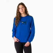 Girls Lacrosse Tshirt Long Sleeve - Lula The Lax Dog (Blue)