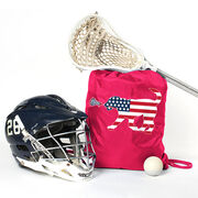 Girls Lacrosse Drawstring Backpack Patriotic LuLa the Lax Dog