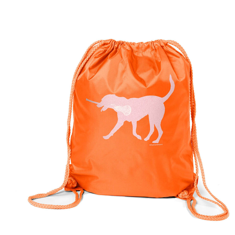 Girls Lacrosse Drawstring Backpack LuLa the Lax Dog(Pink)