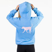 Girls Lacrosse Hooded Sweatshirt - LuLa the Lax Dog (Pink) (Back Design)