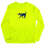 Girls Lacrosse Long Sleeve Performance Tee - LuLa the Lax Dog(Blue)